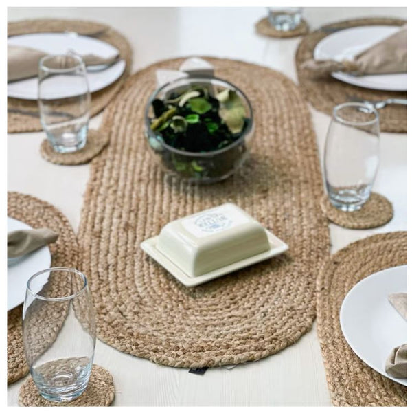 36" Oval Braided Runner Natural Jute