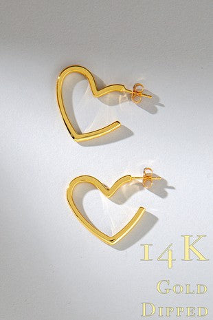 14K Gold Dipped Heart Earrings