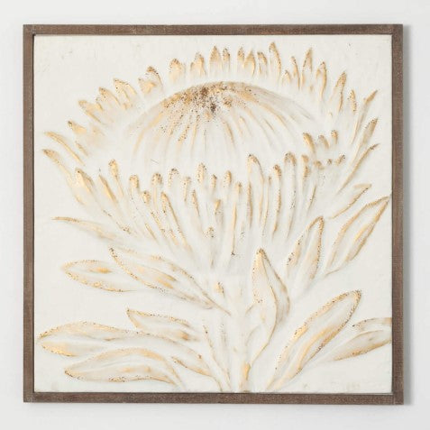 Gold Brushed Raised Protea Wall Art