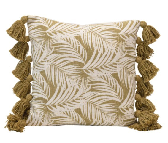 18" Palm Pillow with Tassels