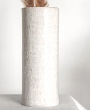 13" White Check Vase