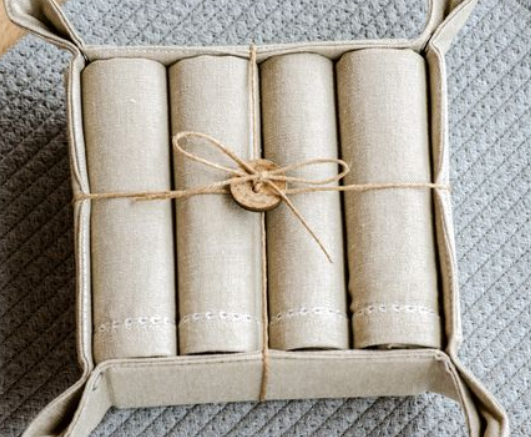 4 Piece Beige Napkin Set