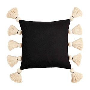 Square Black Tassel Pillow