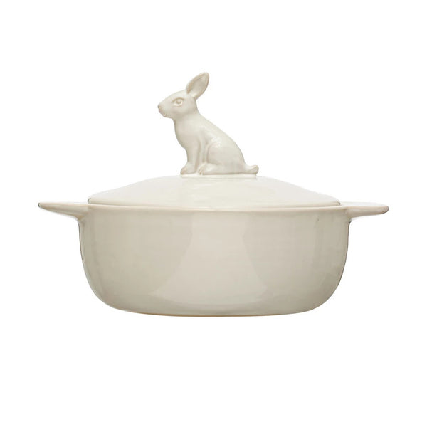 Rabbit Finial Stoneware Baker