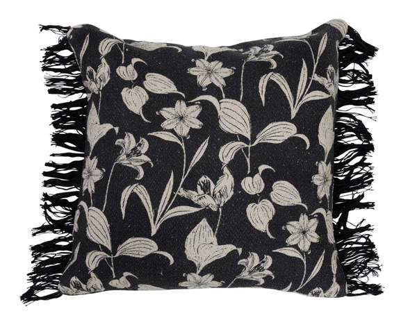 20" Recycled Cotton Floral Pattern Pillow