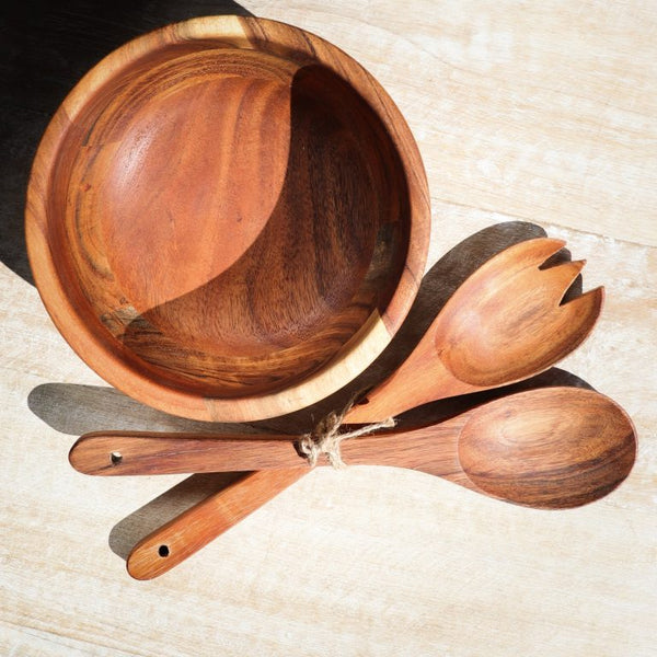 Wood Salad Set and Bowl