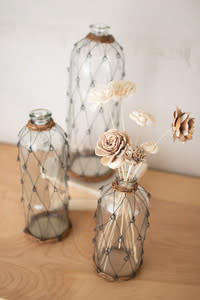 Wire and Wicker Glass Vase