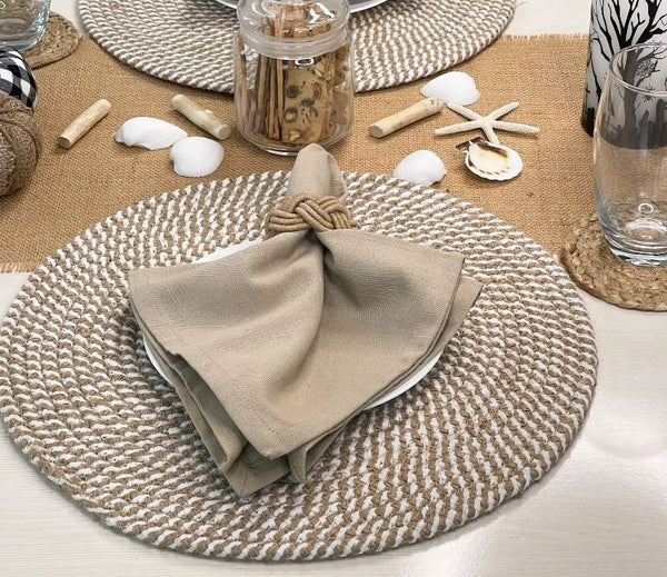 15" Jute and Cotton White Placemat