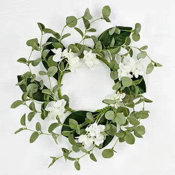 14" Eucalyptus and Hydrangea Wreath