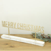 18" Gold Merry Christmas Raised Tabletop