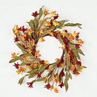 18" Wreath Orange Burgundy Flowers