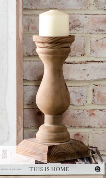 12" Wood Candle Holder