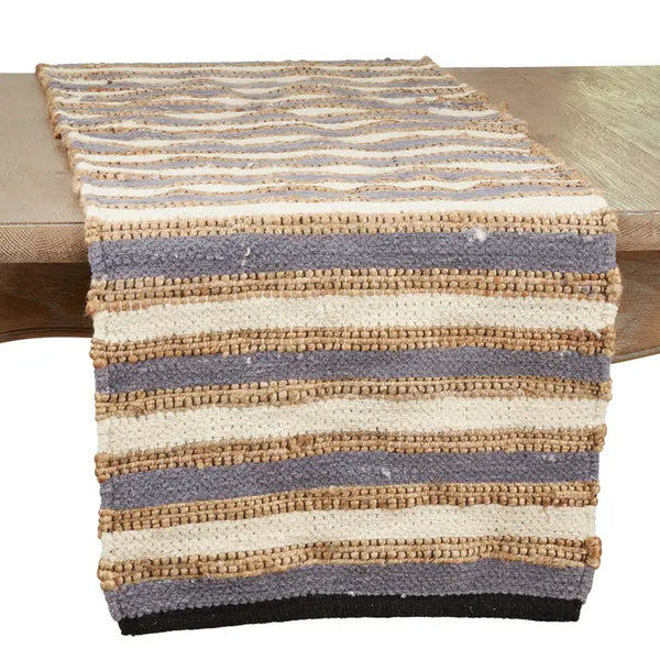 72" Striped Cotton and Jute Chindi Runner