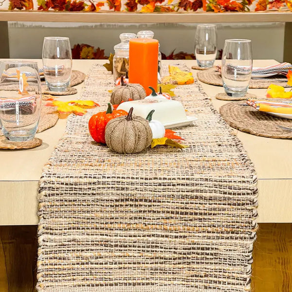 72" Brown and Jute Table Runner