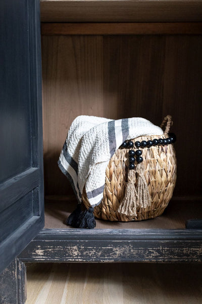 Black Waffle/Chambray Stripe Blanket