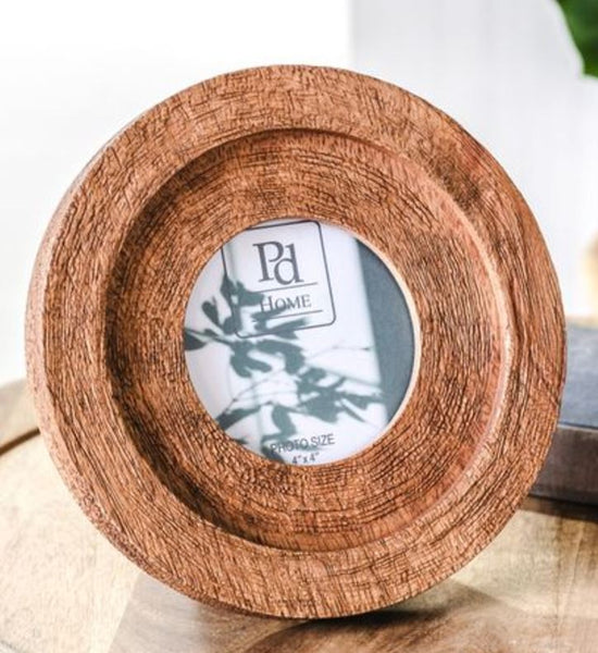 4" Round Wood Photo Frame