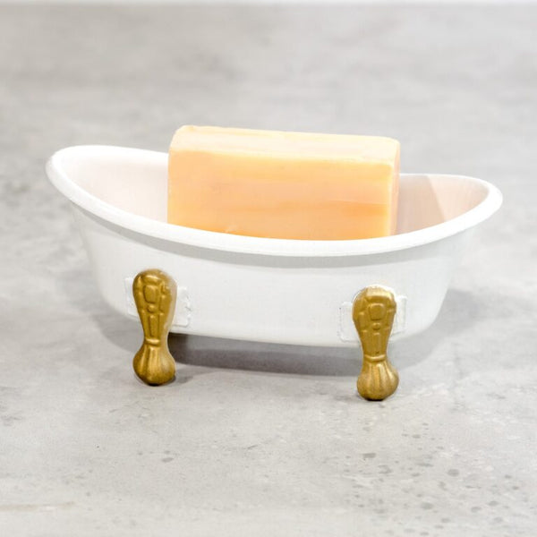 White and Gold Bathtub Soap Dish