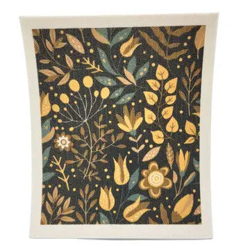 Golden Spring Flowers Swedish Dishcloth