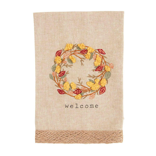 Wreath Leaf Embroidered Towel
