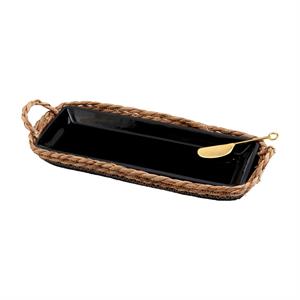 Stoneware Tray and Basket Set