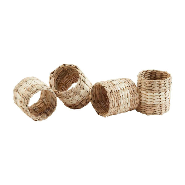 White Seagrass Napkin RIng Set