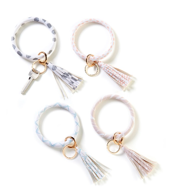 Bangle Bracelet Keychain with Tassel, 4 colors