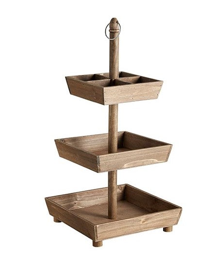 Square Wooden Three Tier Stand