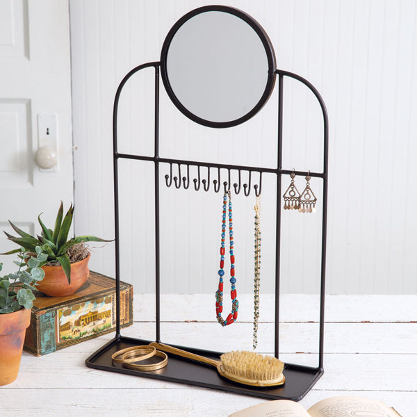 Tabletop Vanity Mirror and Jewelry Holder