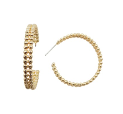 Gold Beaded Hoop Earrings