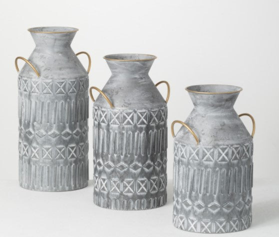 Whitewash Metal Container Vase, 3 sizes
