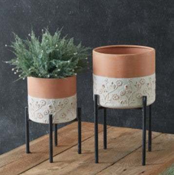 Floral Embossed Plant Stand