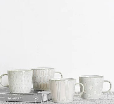 White Pattern Mug, 4 styles